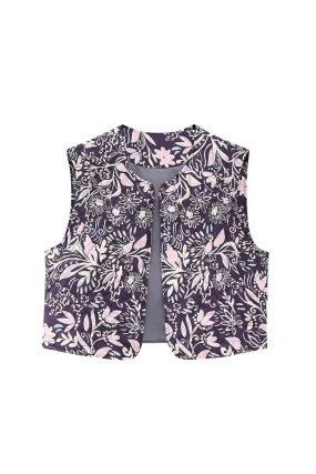 ' Zachary' Embroidered Quilted Vest Top