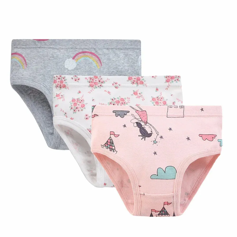 2-7 Years Girls Panties 3pcs Per Pack Cotton Student Kids Underwear Teen Panties Young Puberty Girls Underpant