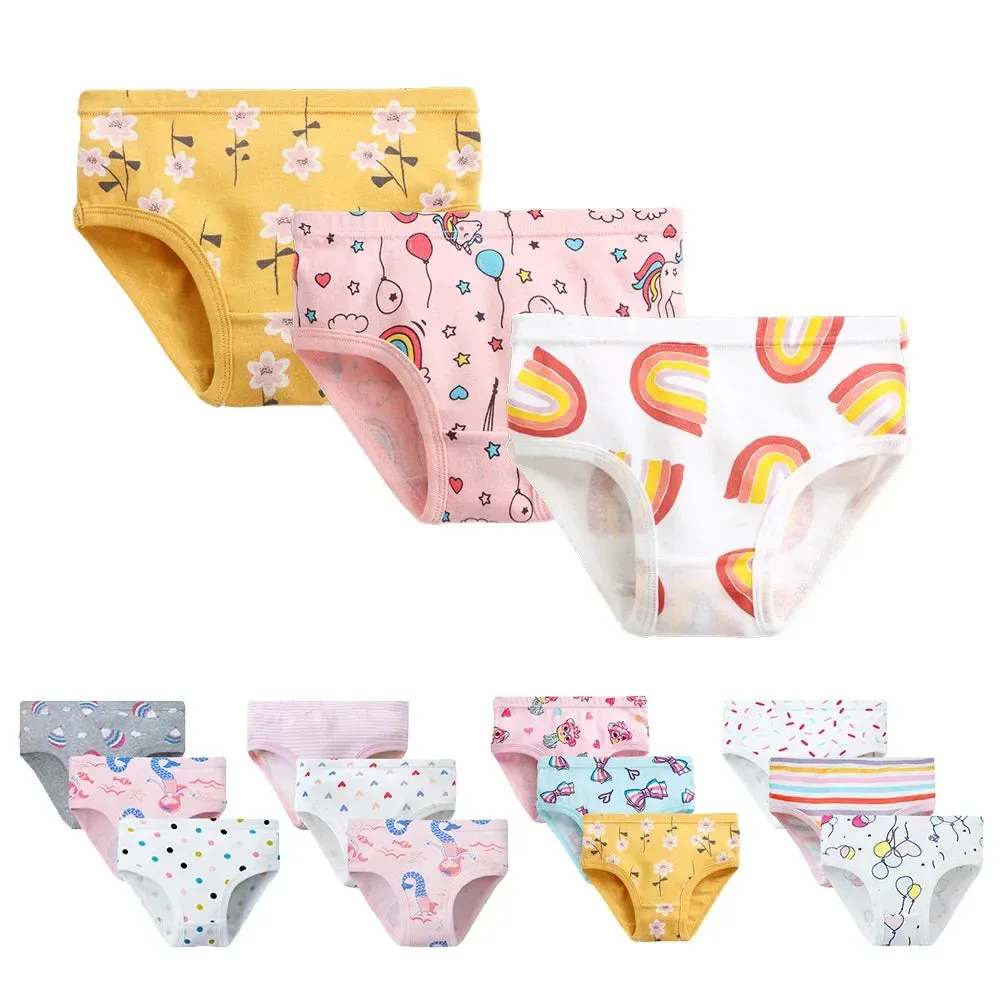 2-7 Years Girls Panties 3pcs Per Pack Cotton Student Kids Underwear Teen Panties Young Puberty Girls Underpant