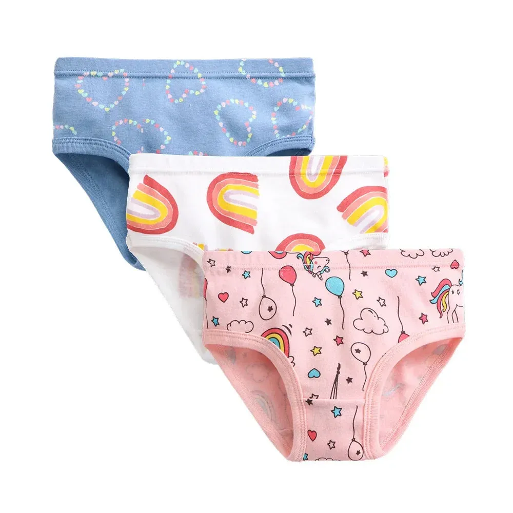 2-7 Years Girls Panties 3pcs Per Pack Cotton Student Kids Underwear Teen Panties Young Puberty Girls Underpant