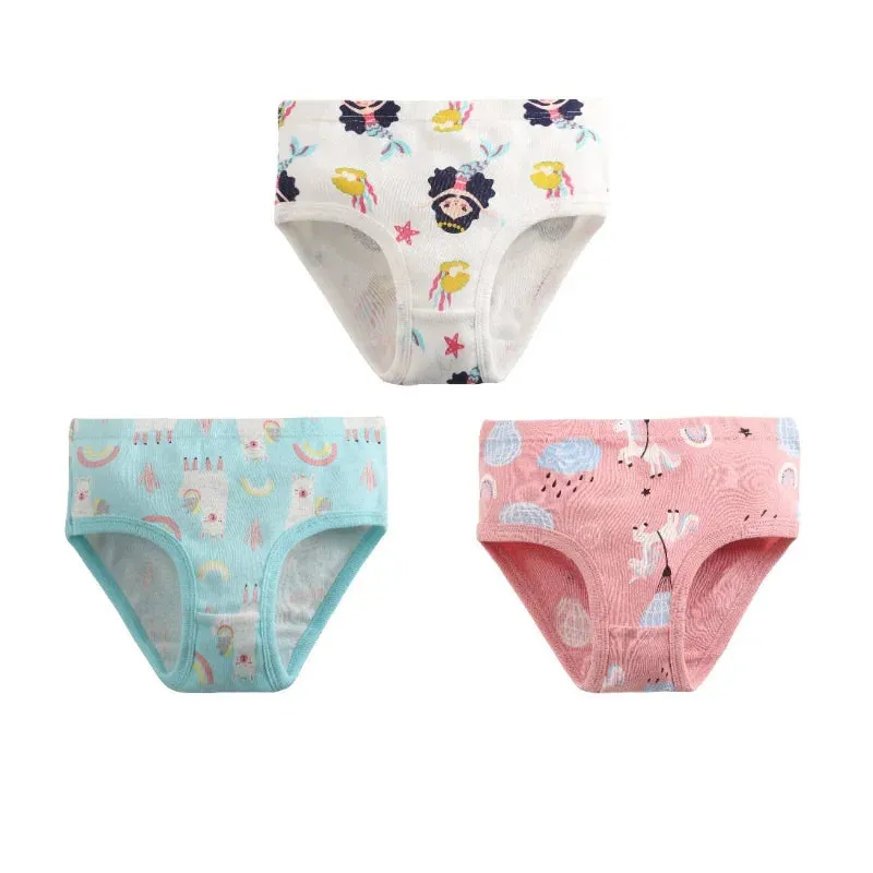 2-7 Years Girls Panties 3pcs Per Pack Cotton Student Kids Underwear Teen Panties Young Puberty Girls Underpant