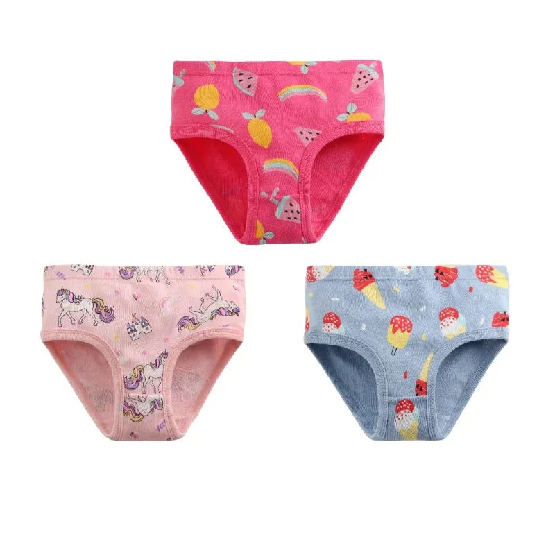 2-7 Years Girls Panties 3pcs Per Pack Cotton Student Kids Underwear Teen Panties Young Puberty Girls Underpant