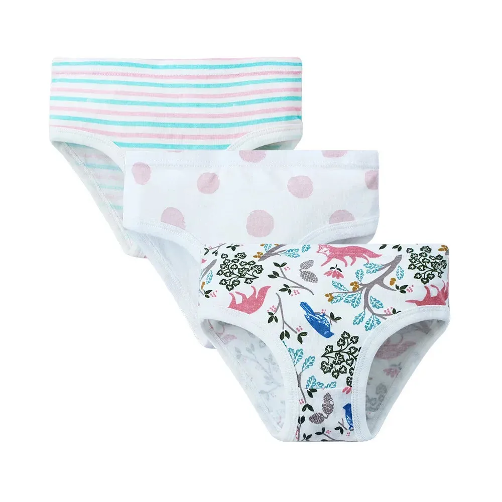 2-7 Years Girls Panties 3pcs Per Pack Cotton Student Kids Underwear Teen Panties Young Puberty Girls Underpant