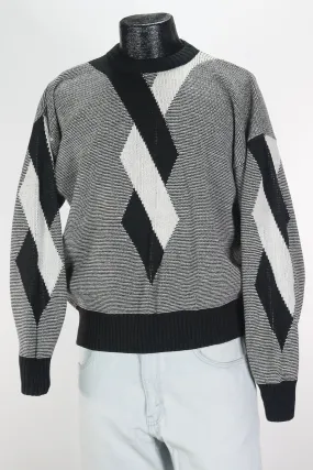 80s Sansabelt Cotton Blk/Wht Sweater      M