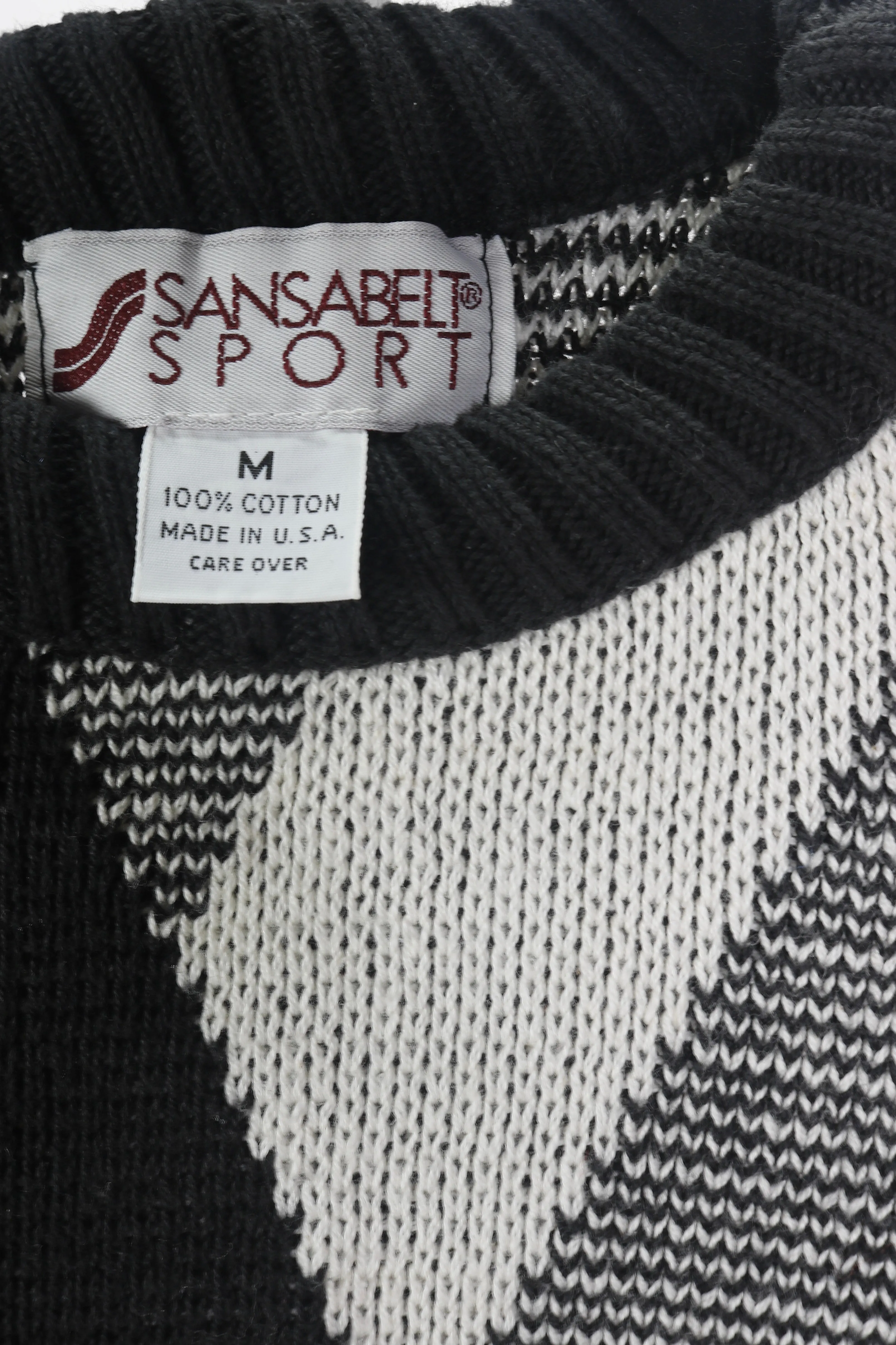 80s Sansabelt Cotton Blk/Wht Sweater      M