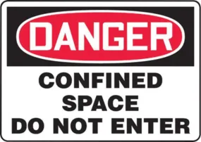 Accuform® 7" X 10" Red, Black And White Aluminum Safety Signs "DANGER CONFINED SPACE DO NOT ENTER"