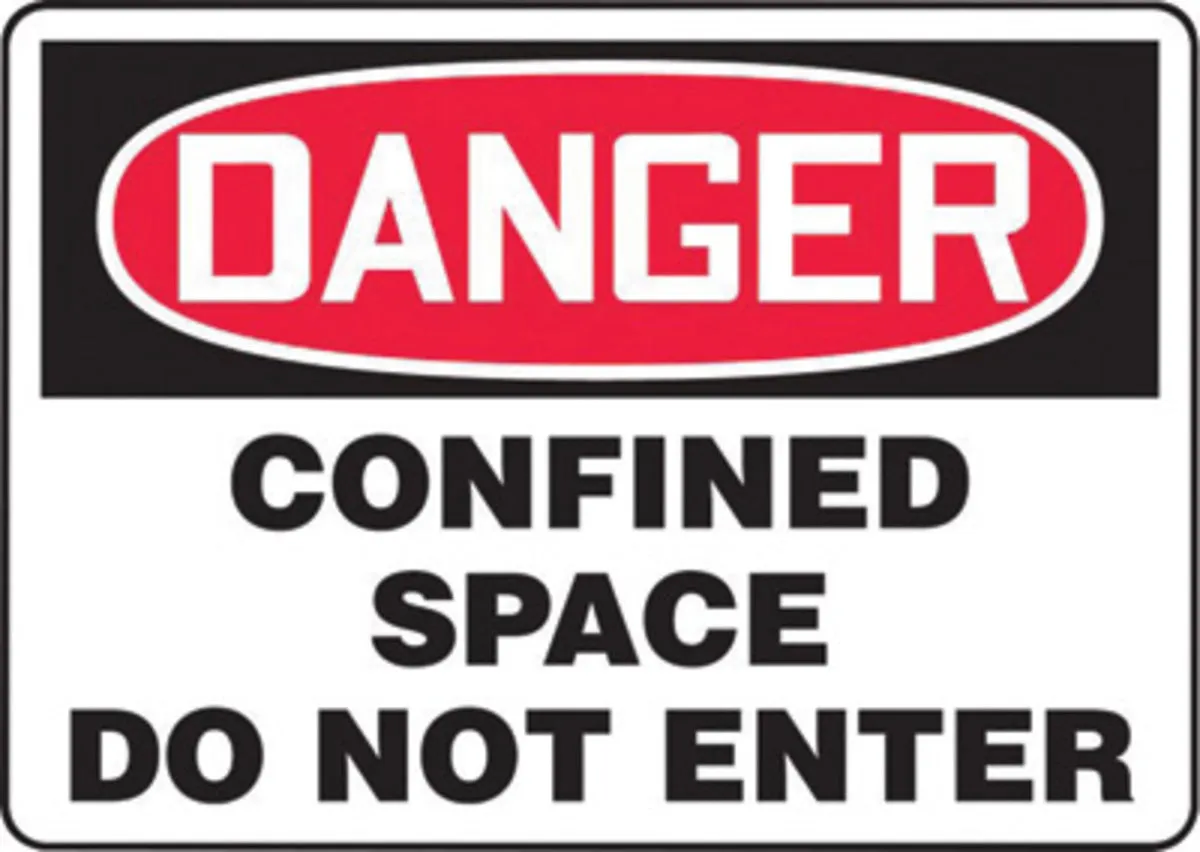 Accuform® 7" X 10" Red, Black And White Aluminum Safety Signs "DANGER CONFINED SPACE DO NOT ENTER"