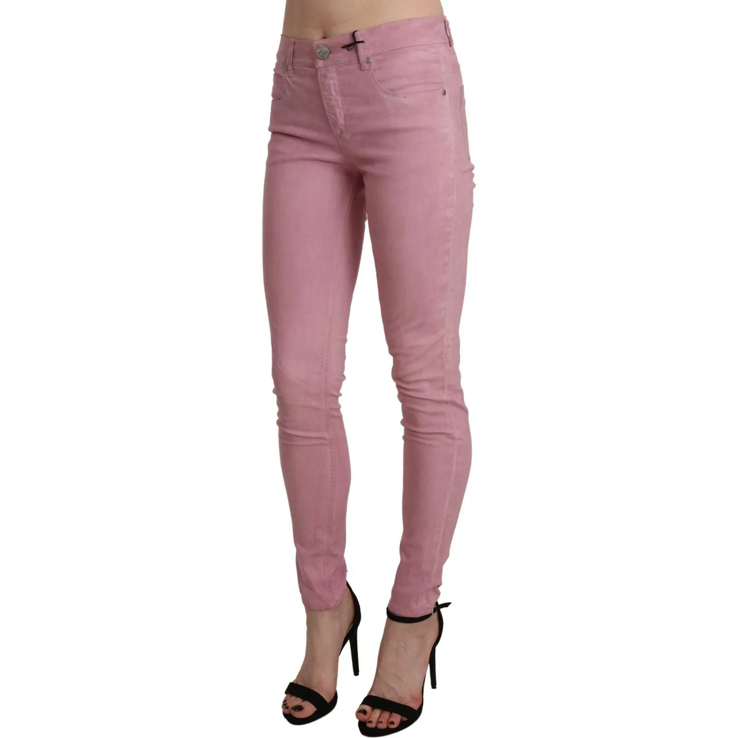 Acht Chic Pink Mid Waist Skinny Jeans