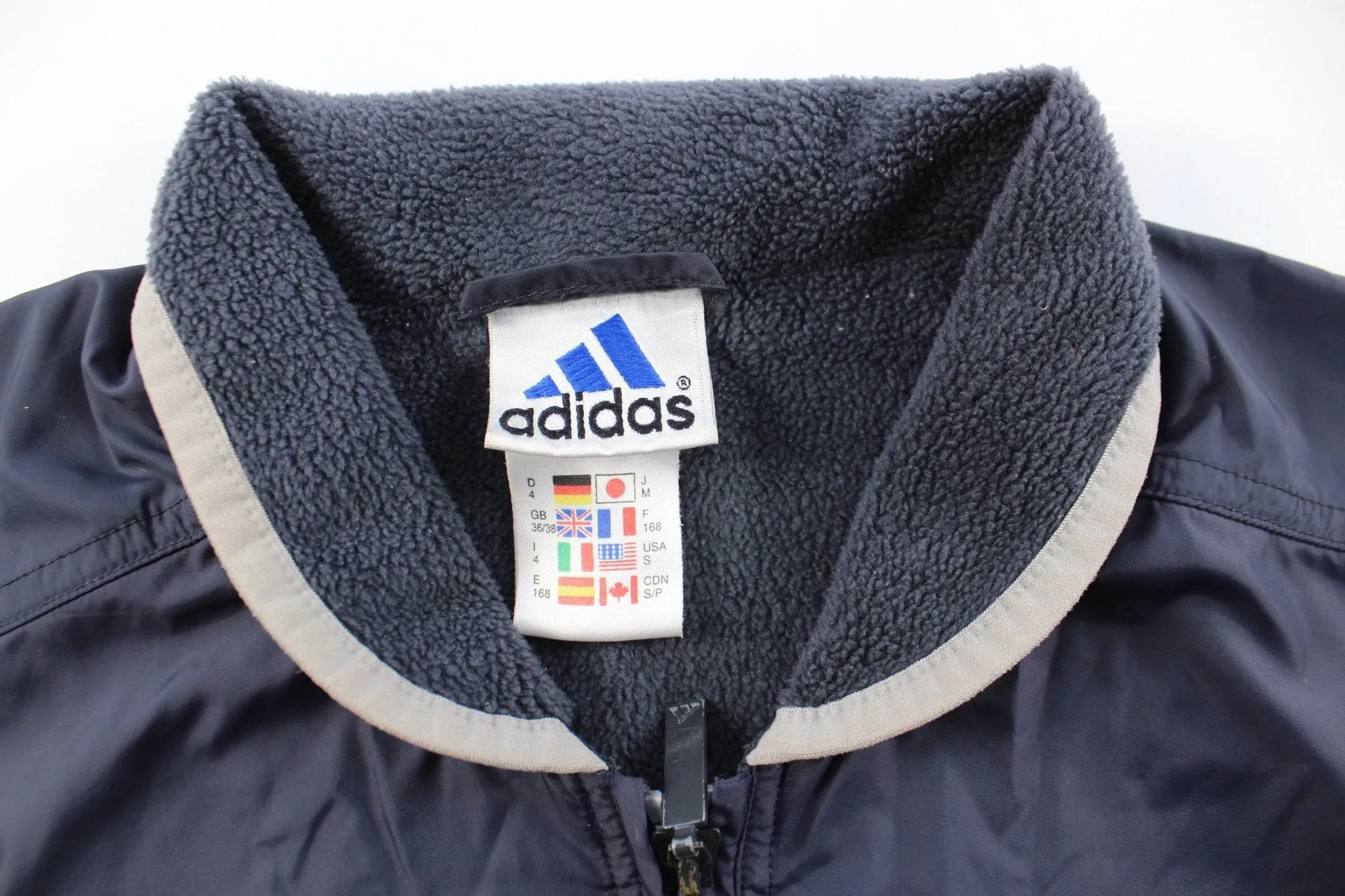 Adidas Embroidered Logo Navy Blue & Grey Zip Up Vest