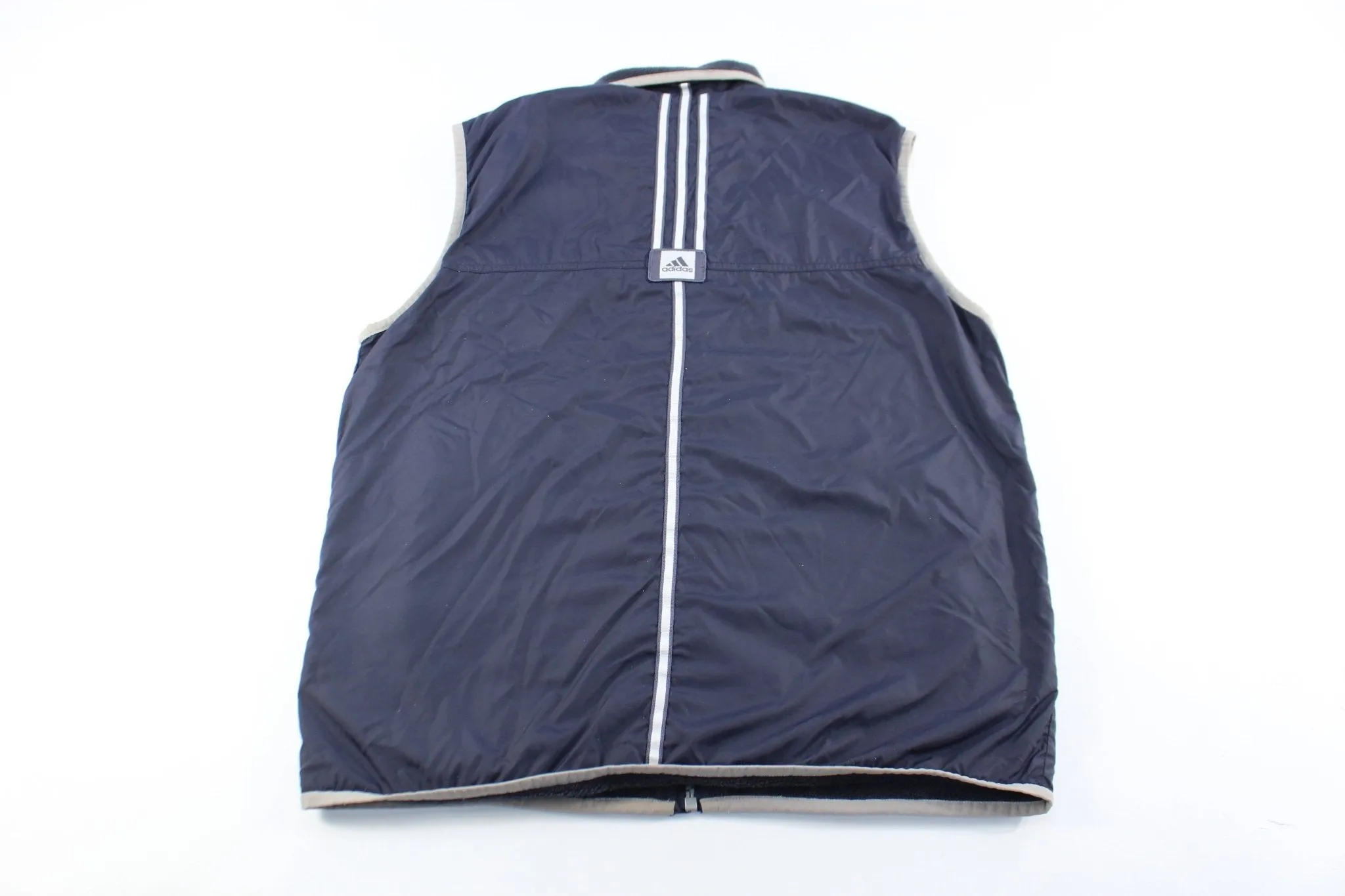 Adidas Embroidered Logo Navy Blue & Grey Zip Up Vest