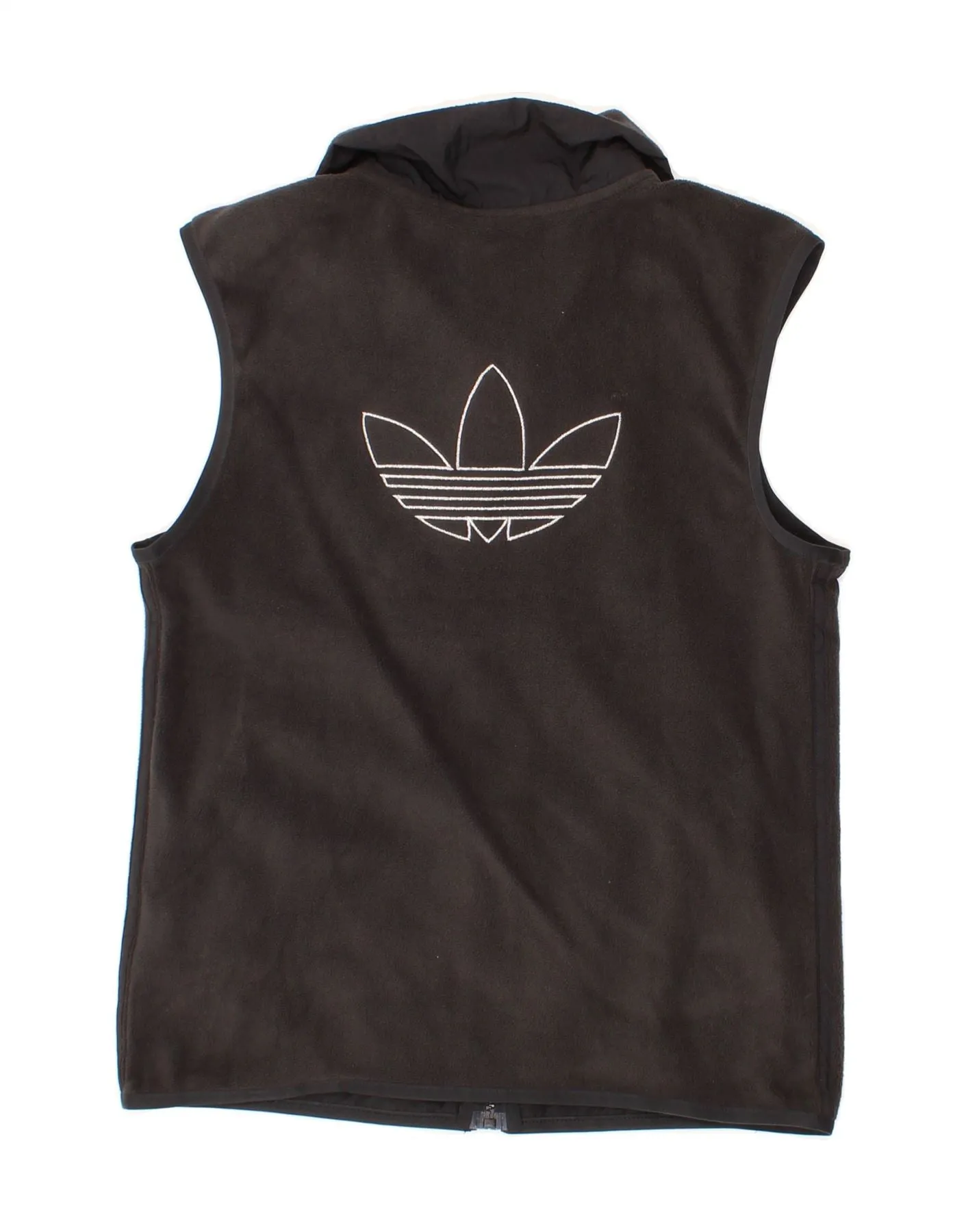 ADIDAS Womens Loose Fit Graphic Fleece Gilet UK 4 XS Black