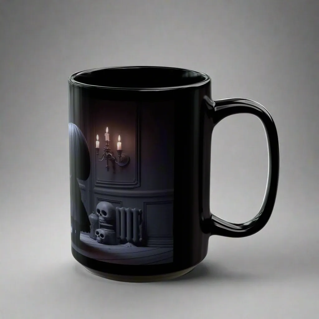 Adorable Shadows Gothic Ceramic Coffee Mug – Sip in Whimsical Darkness