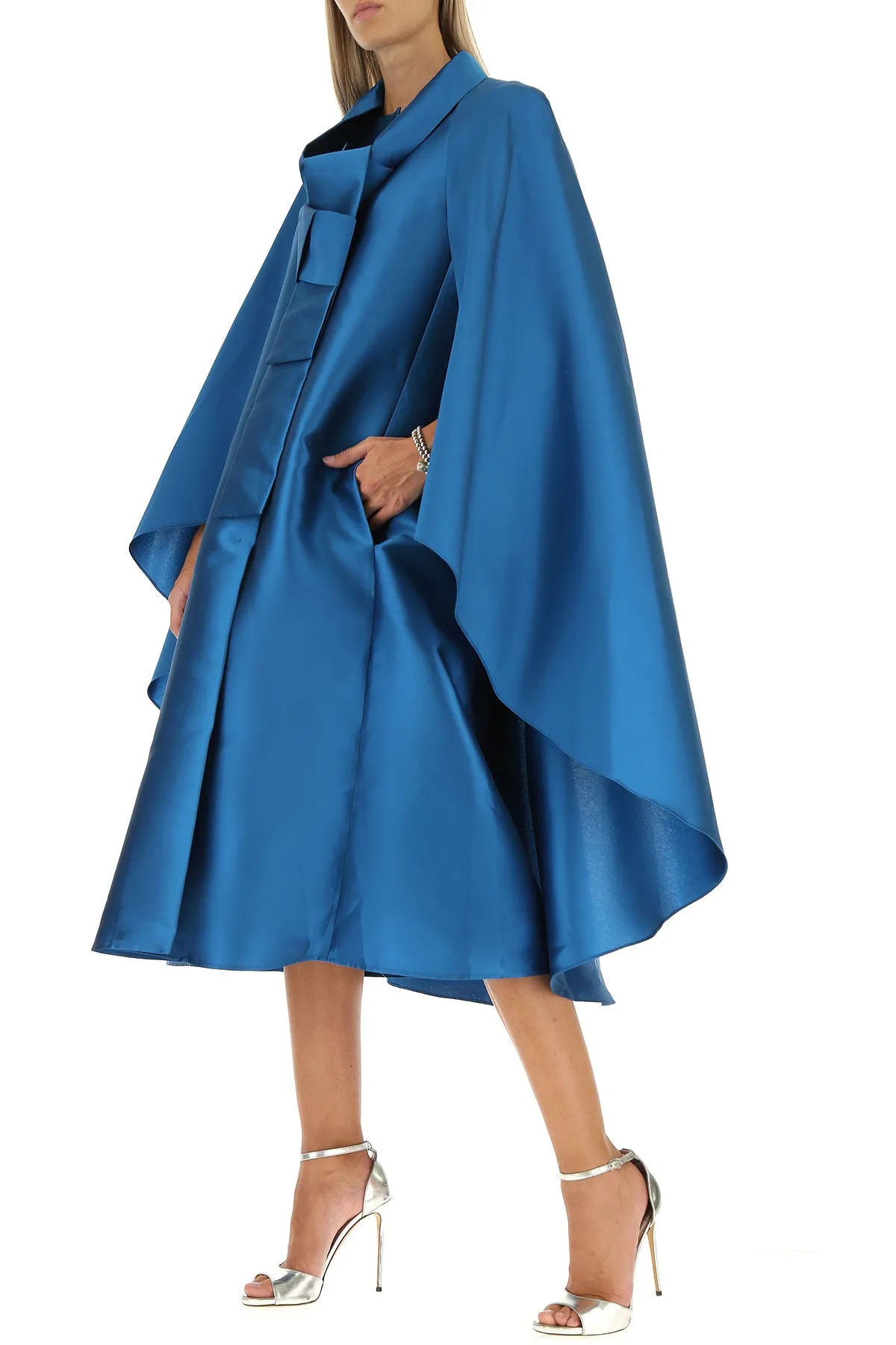 Alberta Ferretti Pleated Satin Overcoat