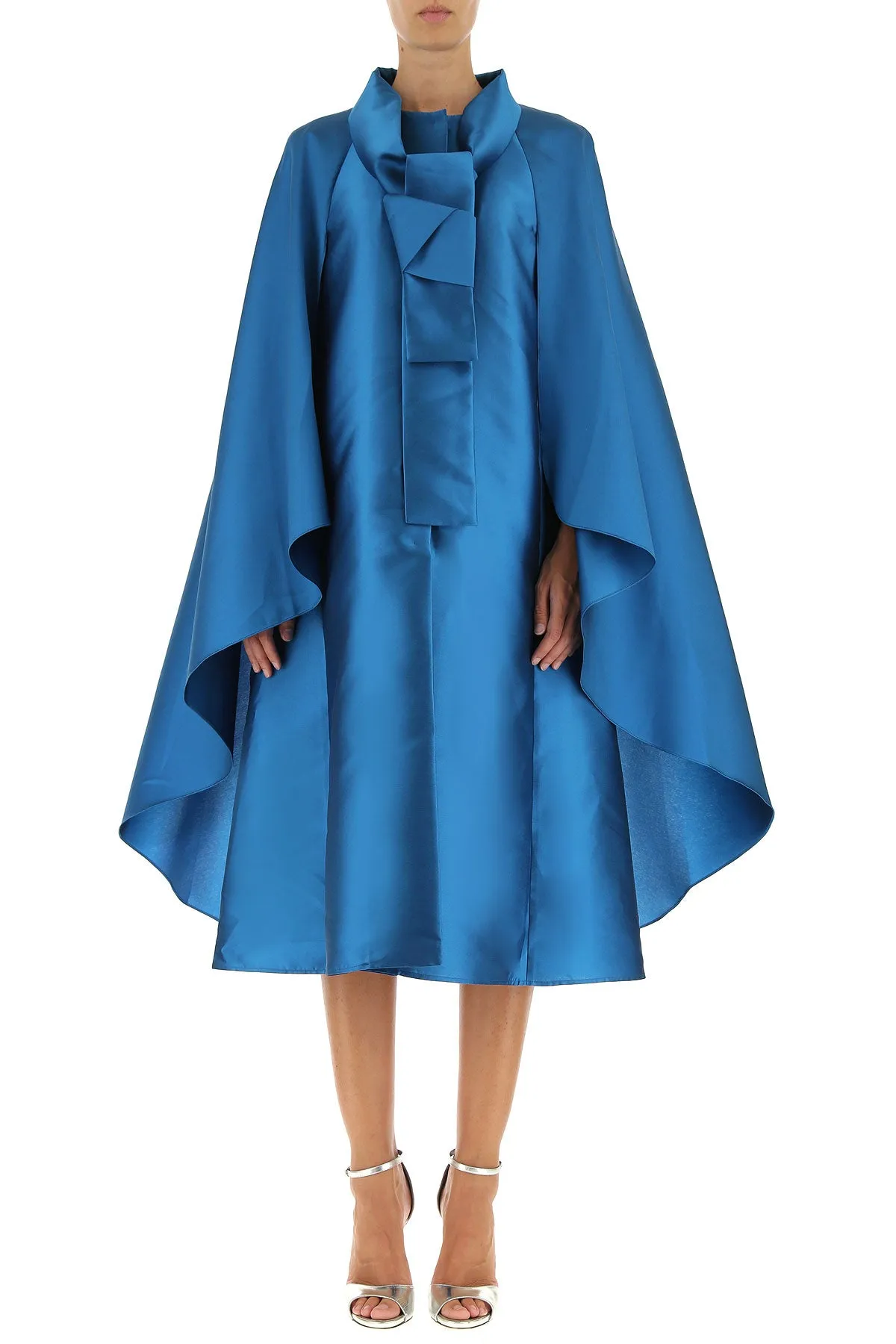 Alberta Ferretti Pleated Satin Overcoat