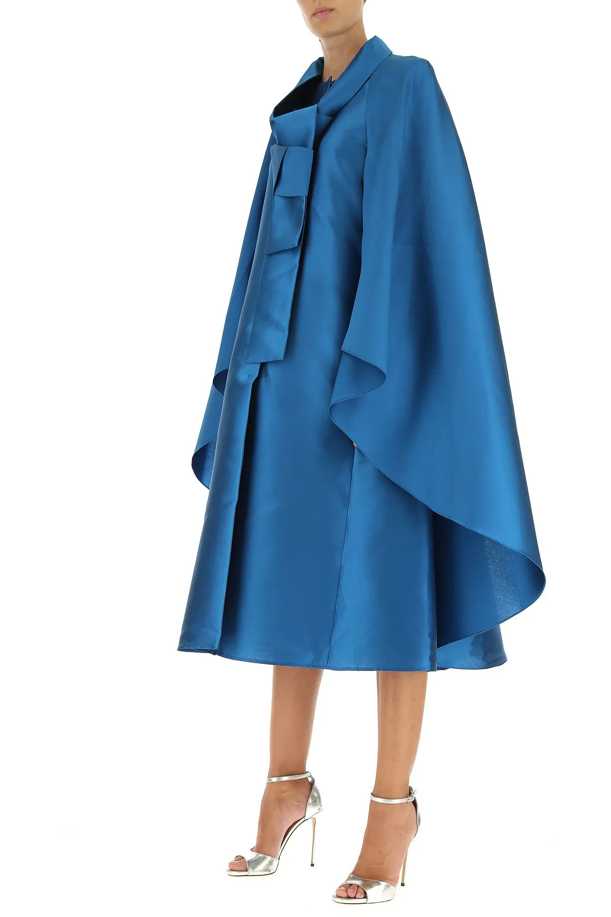 Alberta Ferretti Pleated Satin Overcoat