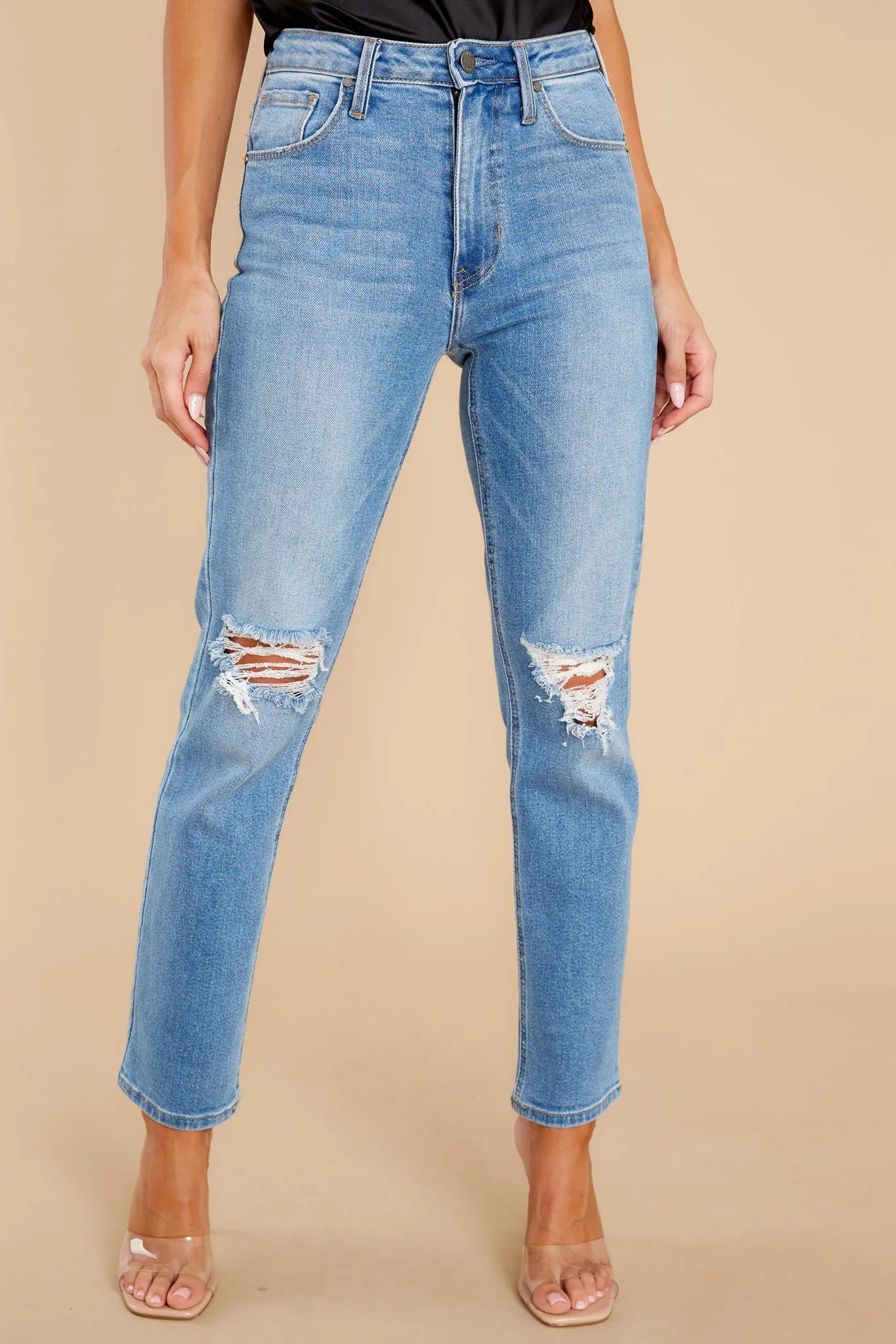 All Of Me Light Wash Distressed Straight Jeans