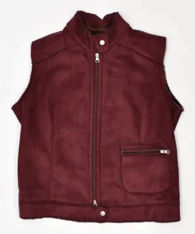 ANDREA MARE Womens Fleece Gilet UK 16 Large Maroon Polyester