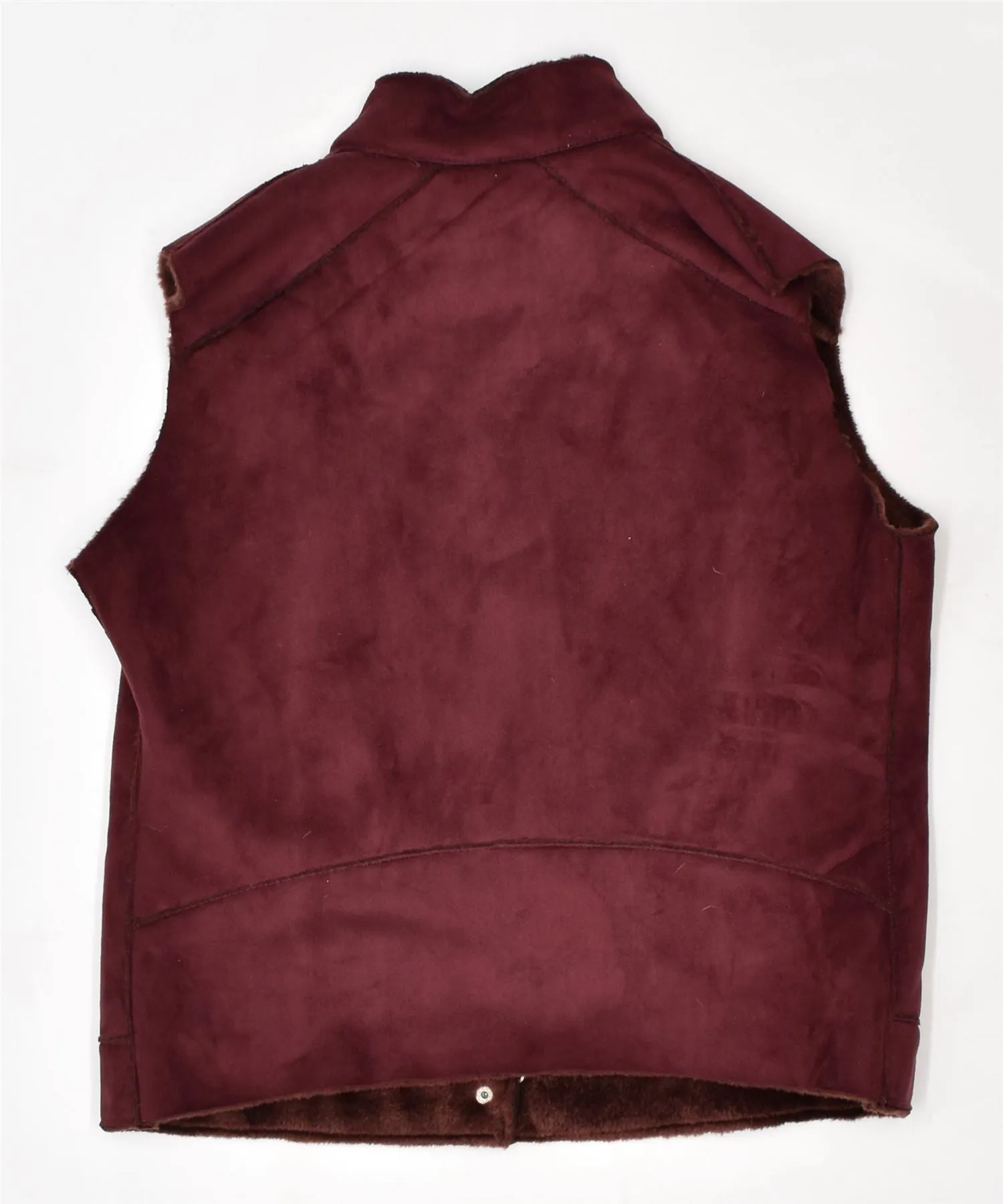 ANDREA MARE Womens Fleece Gilet UK 16 Large Maroon Polyester