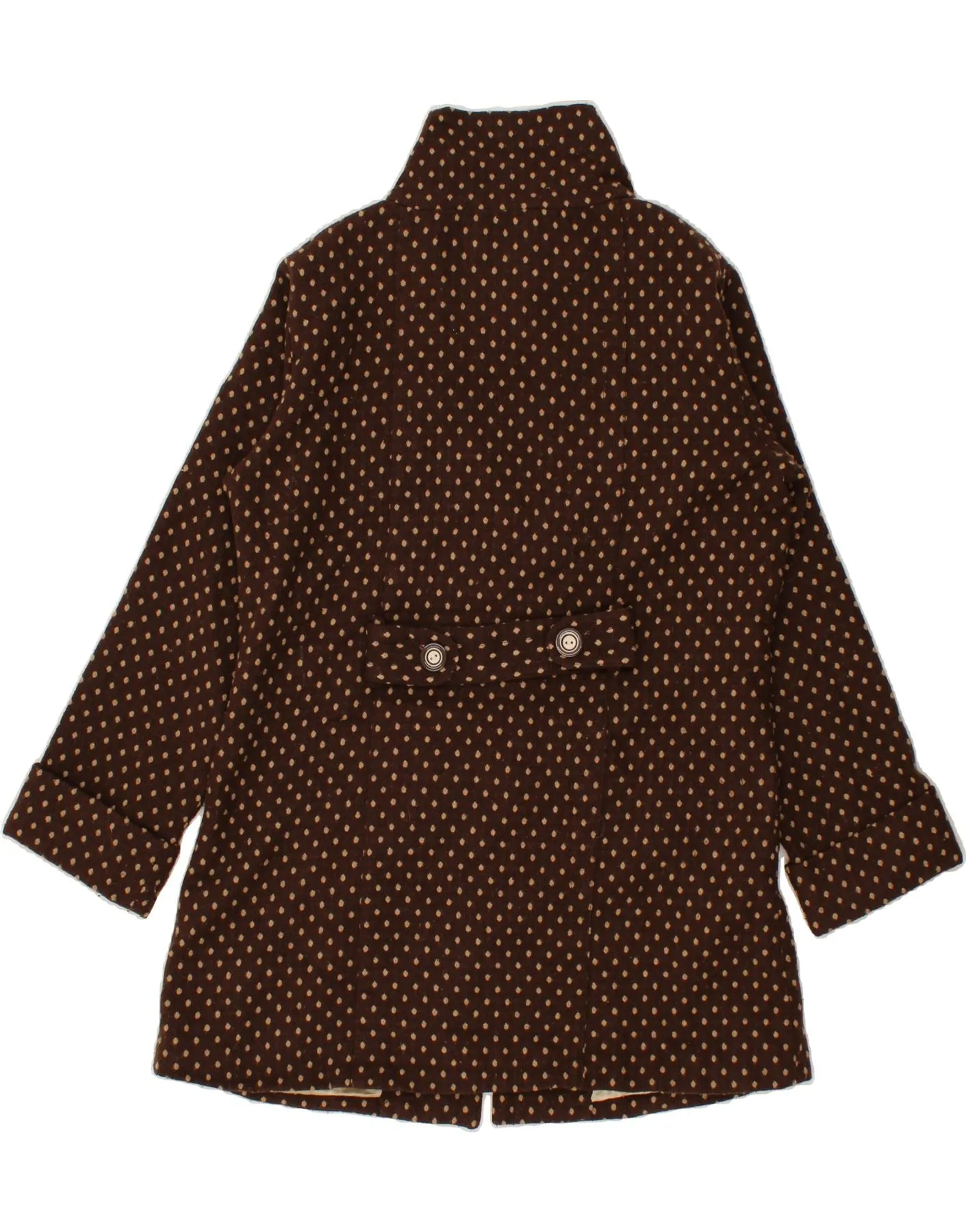 ANIMAL Womens Overcoat UK 16 Large Brown Polka Dot Polyester