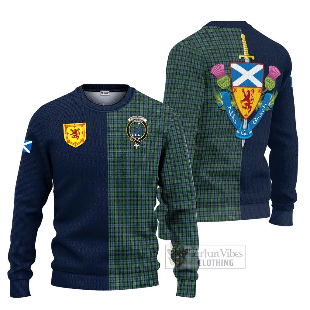 Arbuthnot Tartan Ugly Sweater with Scottish Lion Royal Arm Half Style