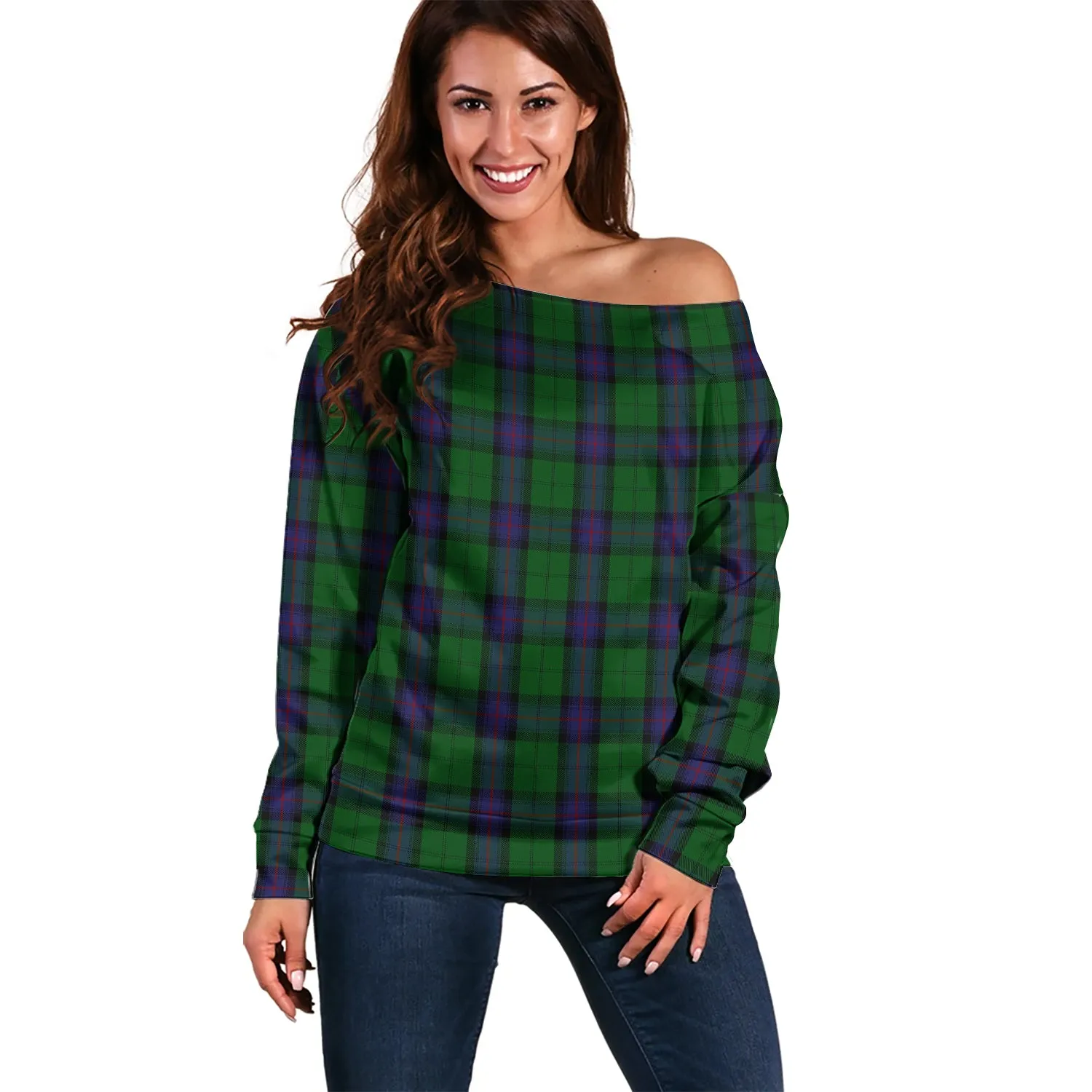 Armstrong Tartan Off Shoulder Women Sweater