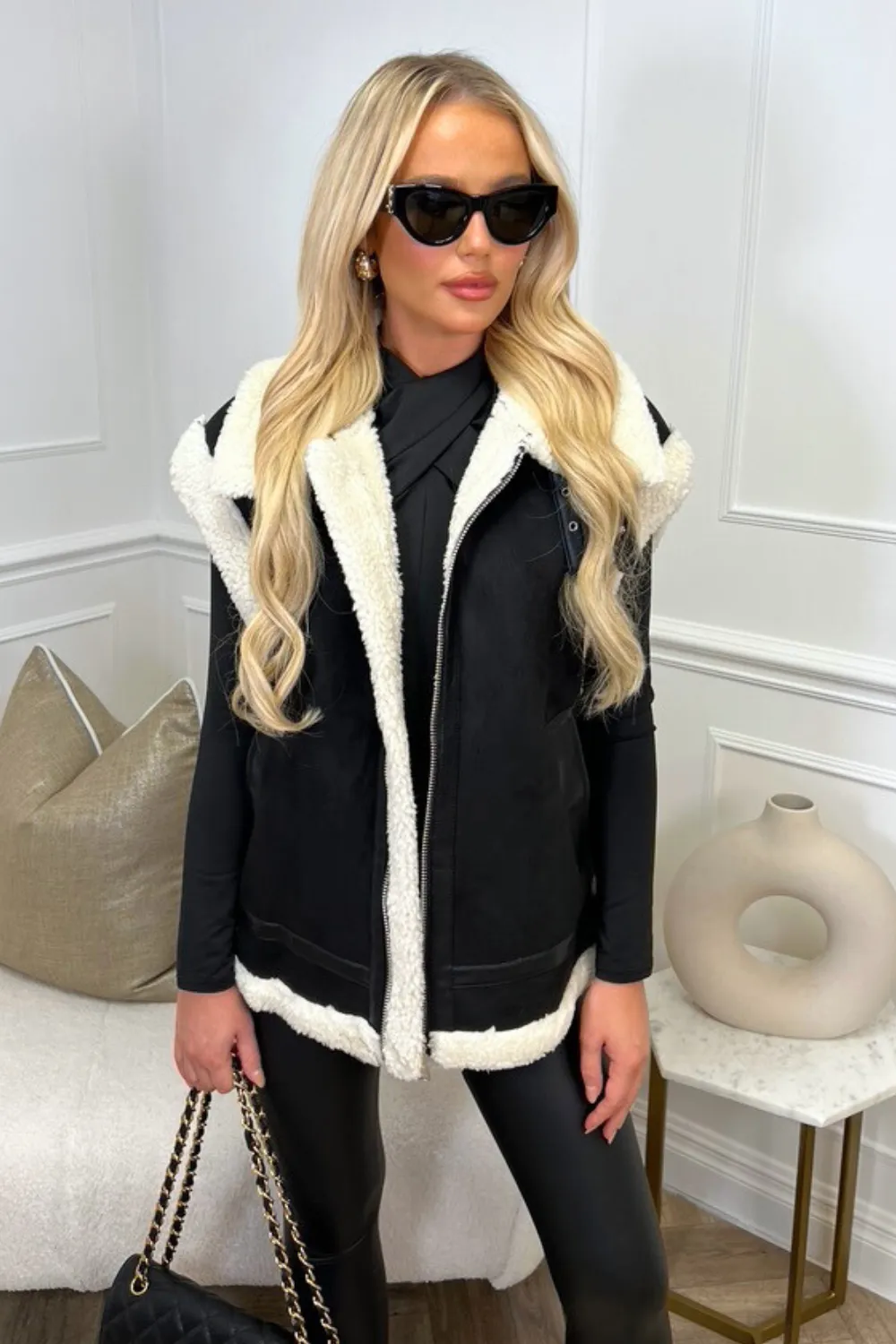 Ashley black aviator gilet