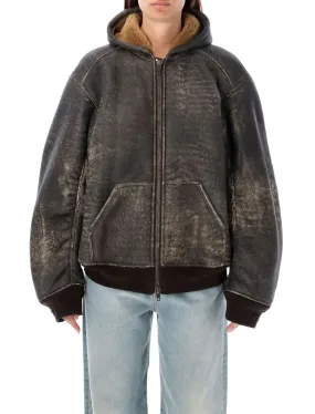 BALENCIAGA Luxury Hooded Shearling Bomber Jacket