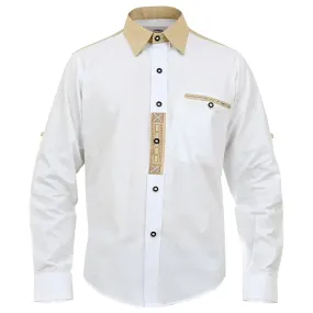 Bavarian Men's Shirt White with Embroidery