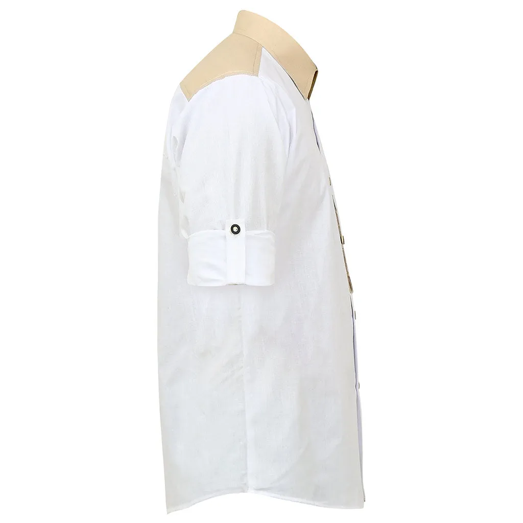 Bavarian Men's Shirt White with Embroidery