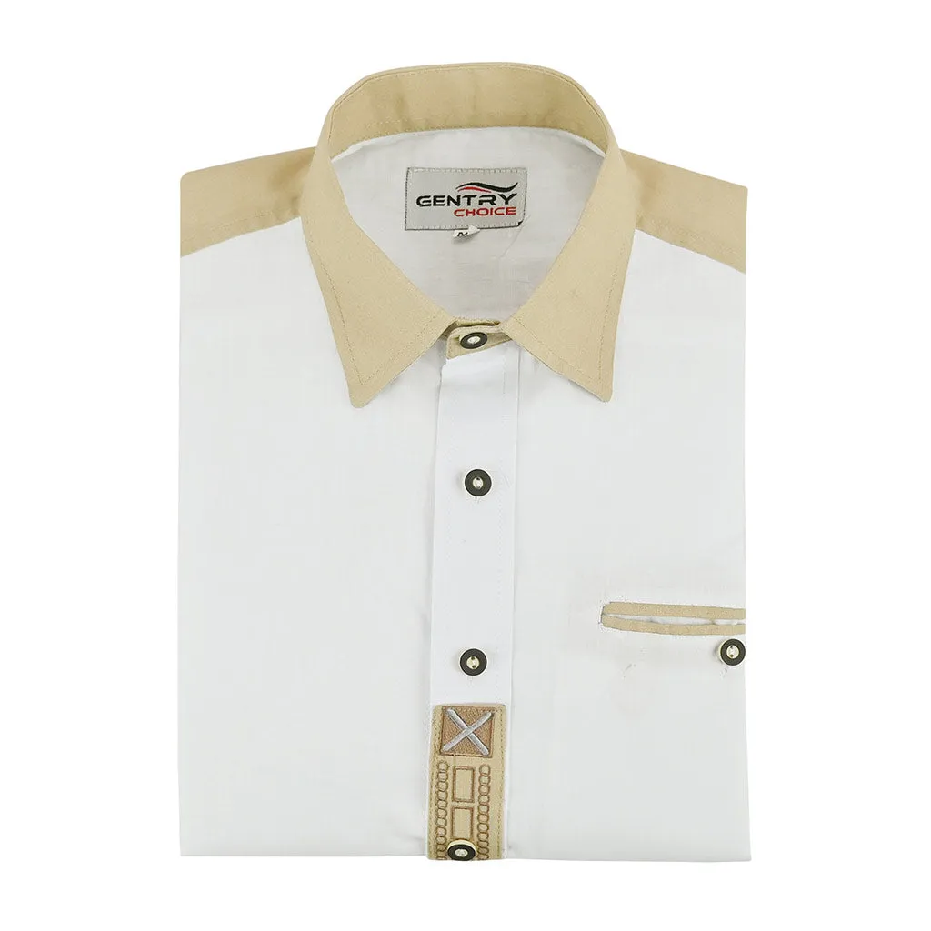 Bavarian Men's Shirt White with Embroidery