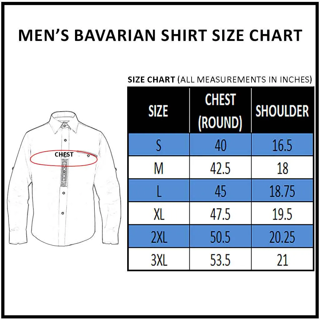 Bavarian Men's Shirt White with Embroidery