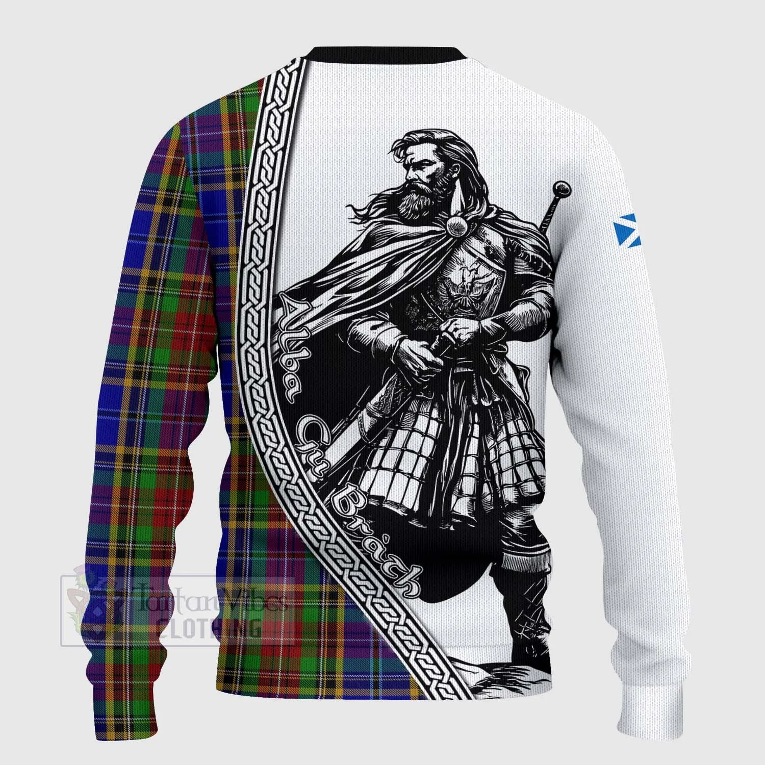 Beattie (Beatty) Tartan Clan Crest Knitted Sweater with Highlander Warrior Celtic Style