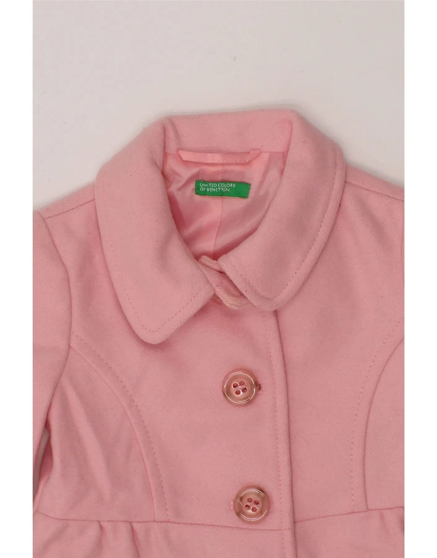 BENETTON Baby Girls Overcoat 12-18 Months Pink Wool