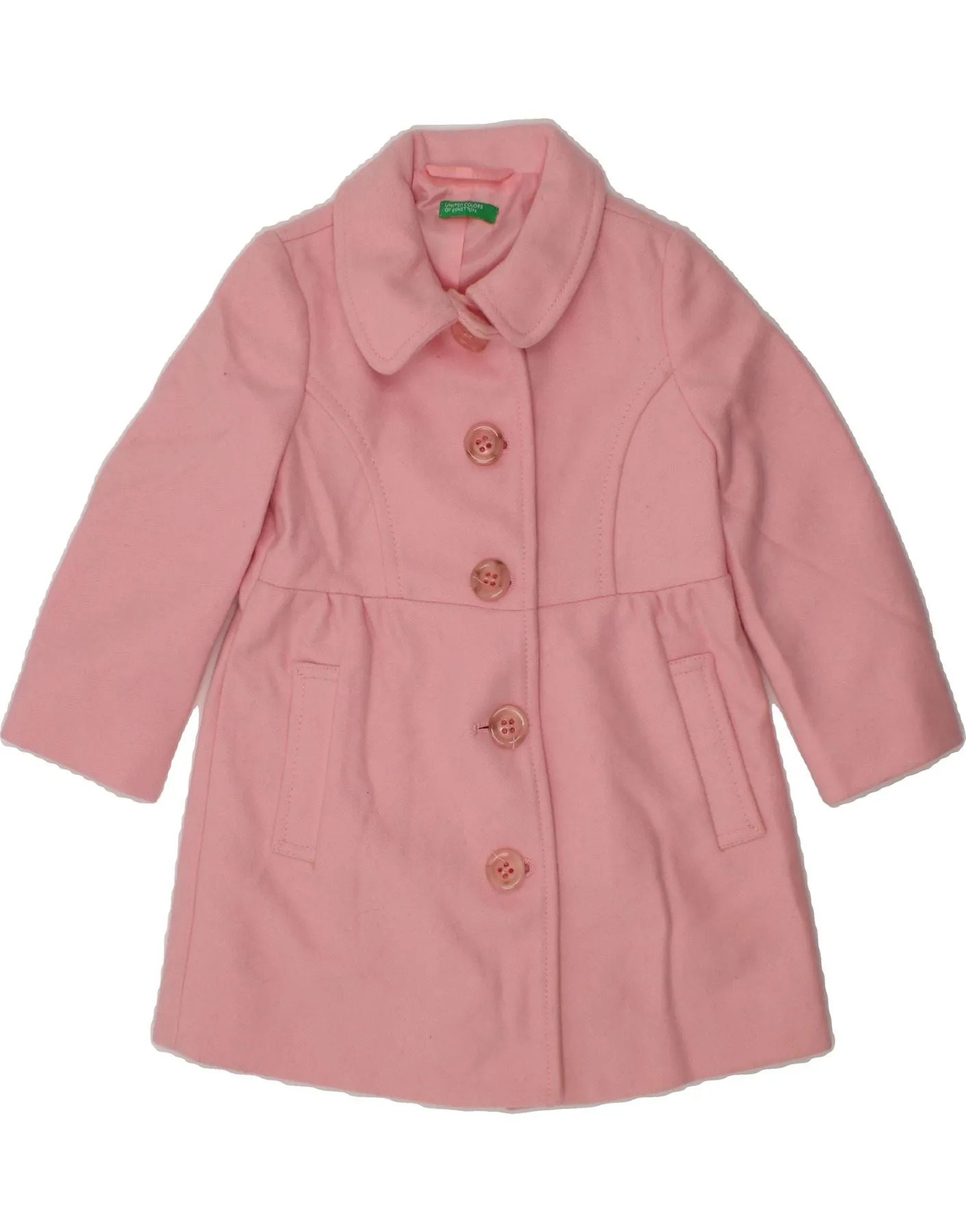 BENETTON Baby Girls Overcoat 12-18 Months Pink Wool