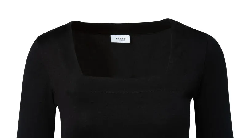 Black Modal Stretch Square Neck Top