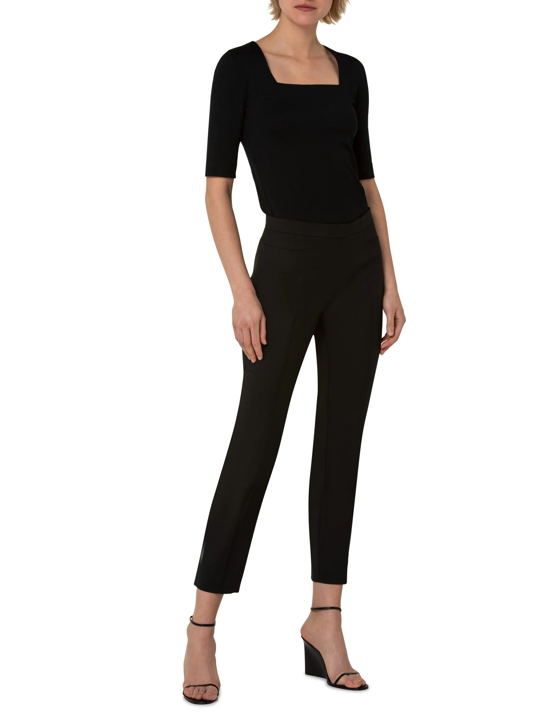 Black Modal Stretch Square Neck Top