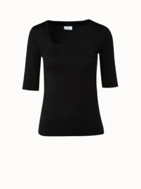 Black Modal Stretch Square Neck Top