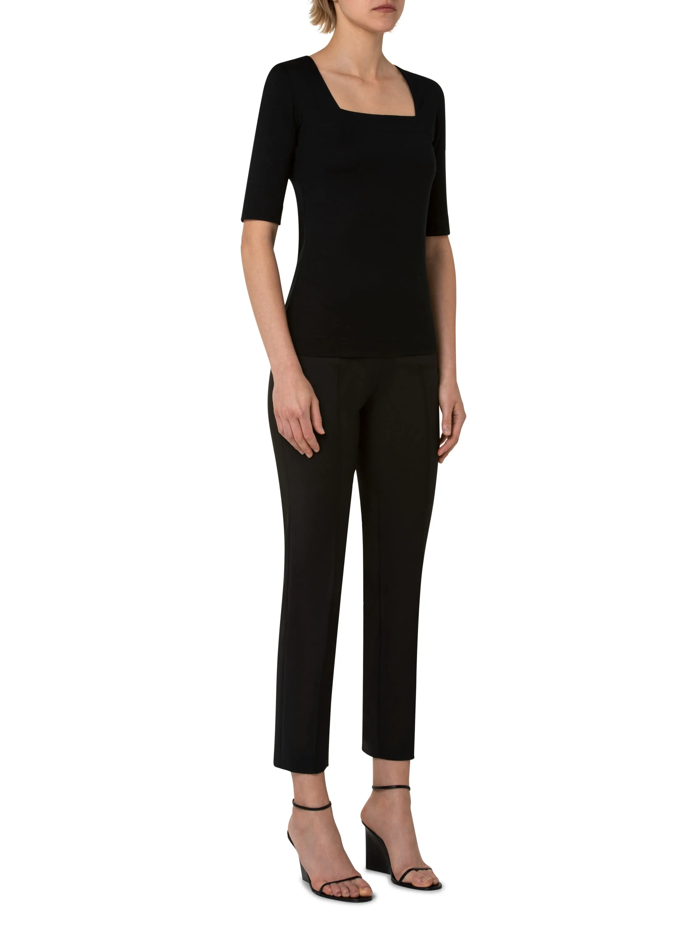 Black Modal Stretch Square Neck Top