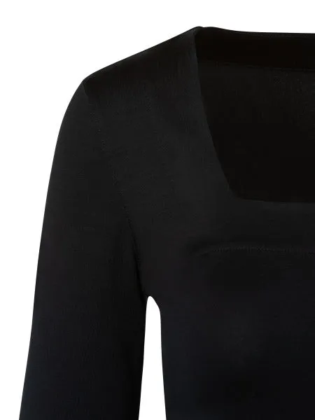 Black Modal Stretch Square Neck Top