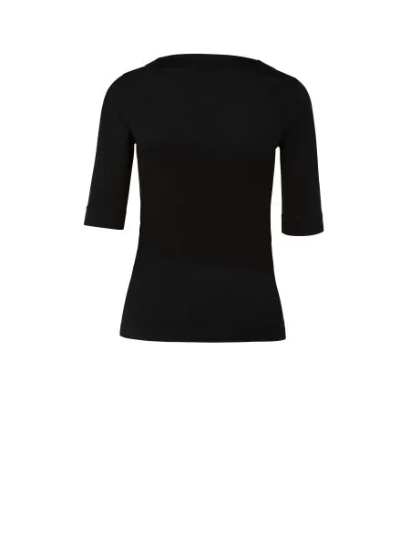 Black Modal Stretch Square Neck Top