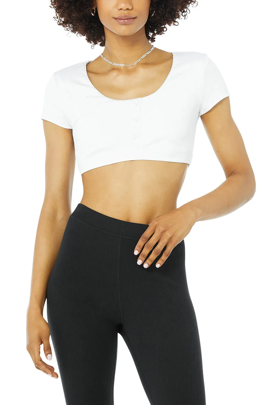 Blissful Henley Bra Top - White