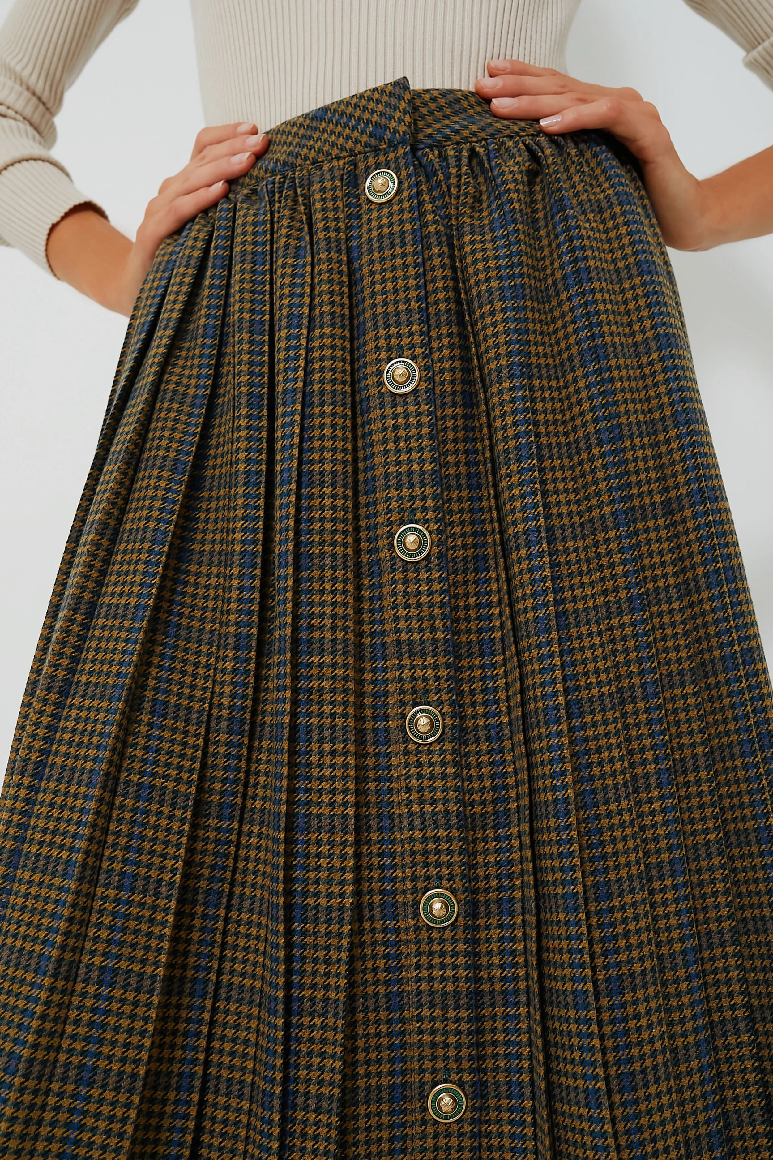 Blue and Yellow Houndstooth Harlan Skirt