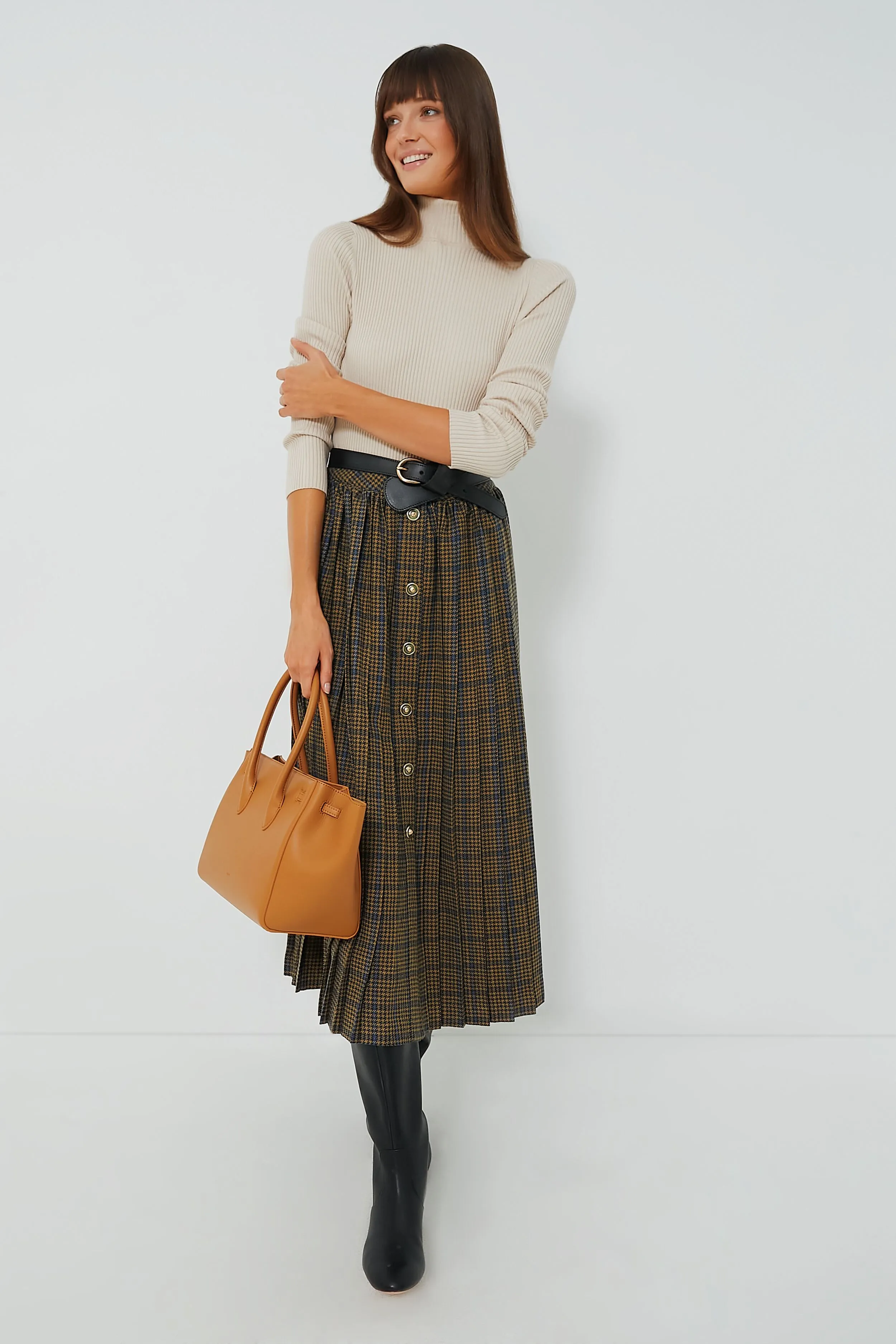 Blue and Yellow Houndstooth Harlan Skirt