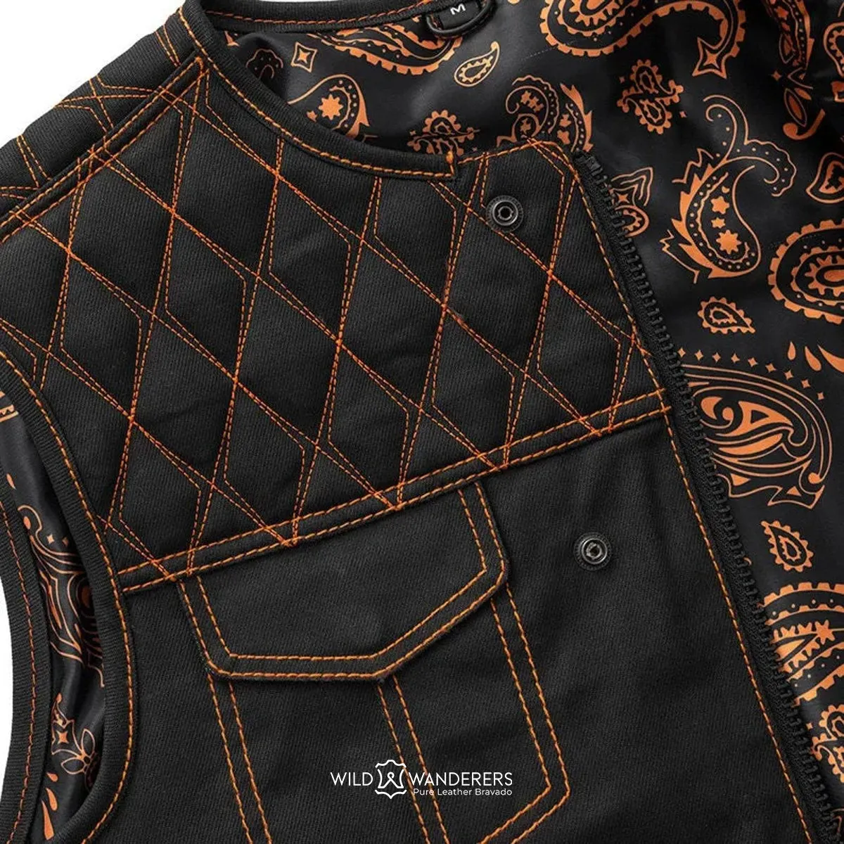 Bold & Customizable Orange Stitched Leather Vest