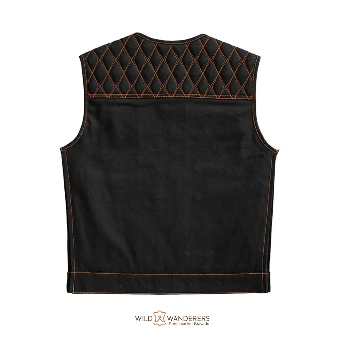 Bold & Customizable Orange Stitched Leather Vest