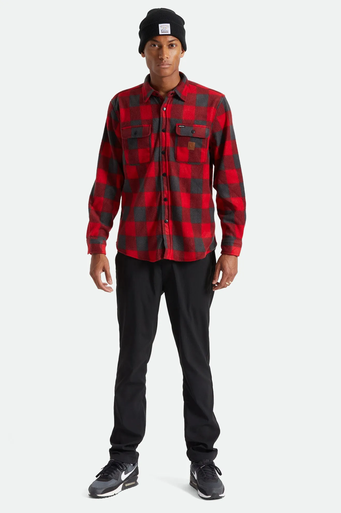 Bowery L/S Arctic Stretch Fleece - Red/Charcoal Grey Plaid