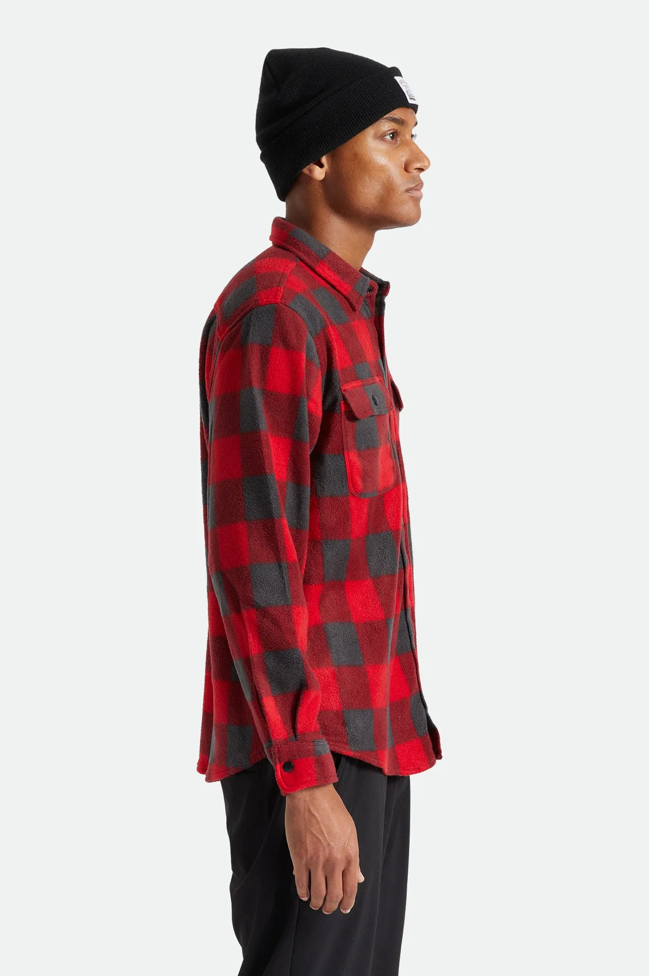 Bowery L/S Arctic Stretch Fleece - Red/Charcoal Grey Plaid