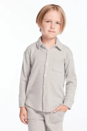 Boys Heather Grey Long Sleeve Button Down Collar Shirt