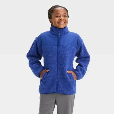 Boys' High Pile Cozy Full Zip Sweatshirt - All In Motion Indigo M