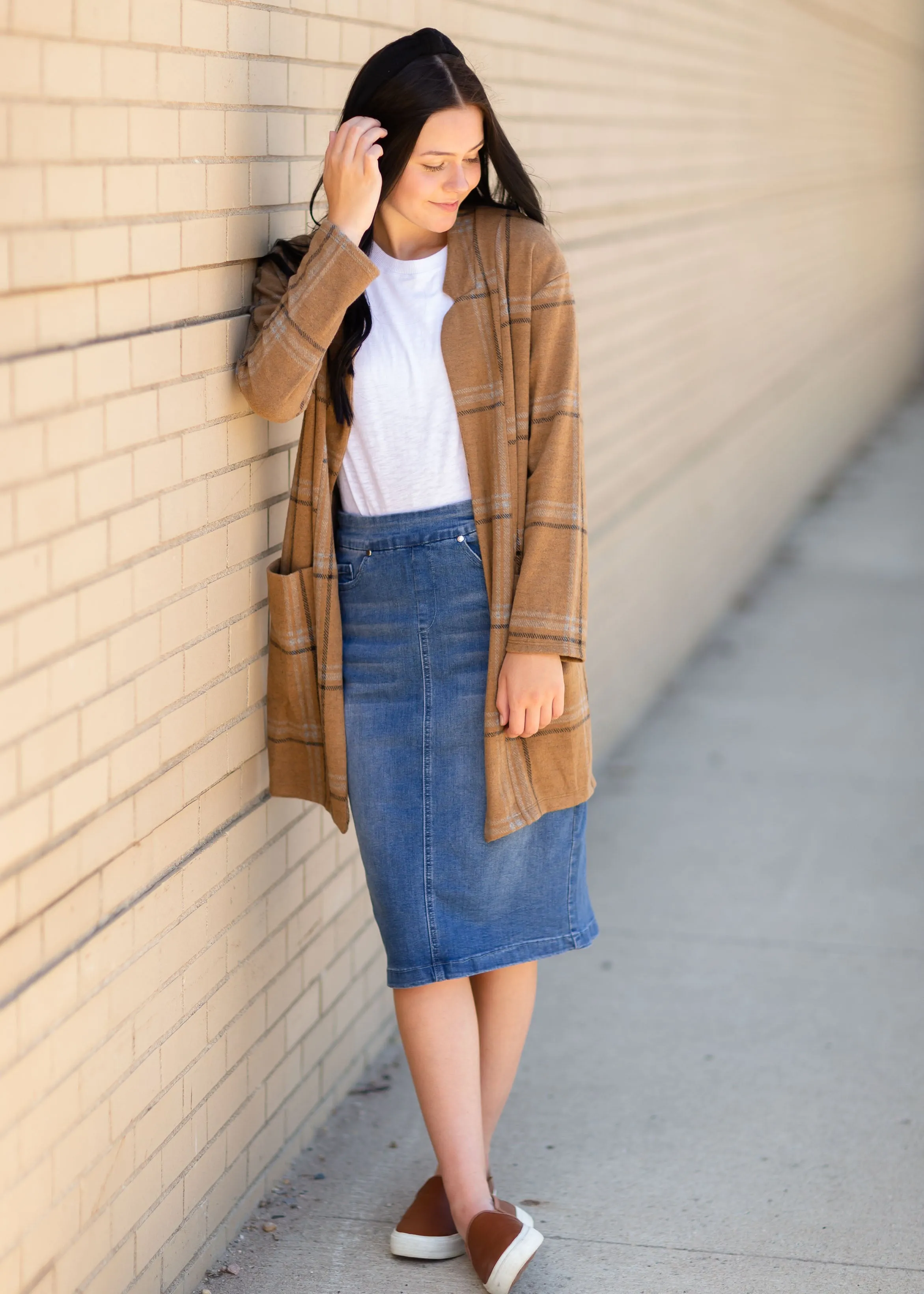 Brown Striped Long Sleeve Blazer